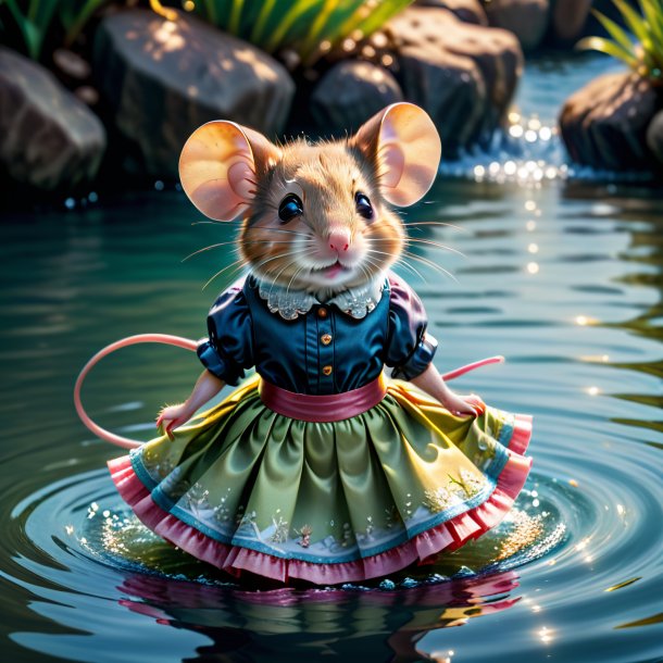 Photo of a mouse in a skirt in the water