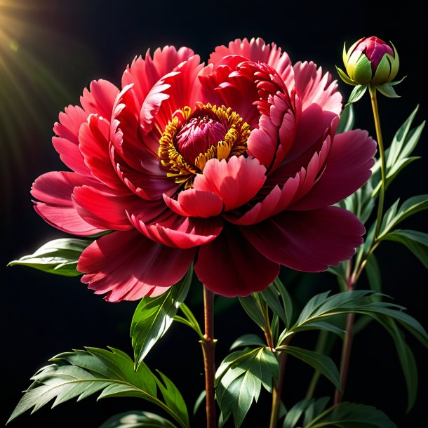 Figure of a red peony