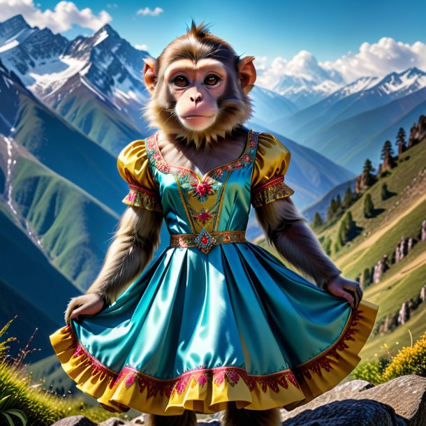 Pic d'un singe dans une robe dans les montagnes