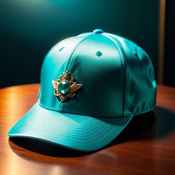 Photo of a teal cap from metal