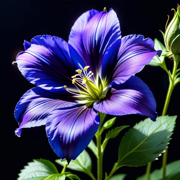 Portrayal of a navy blue bellflower