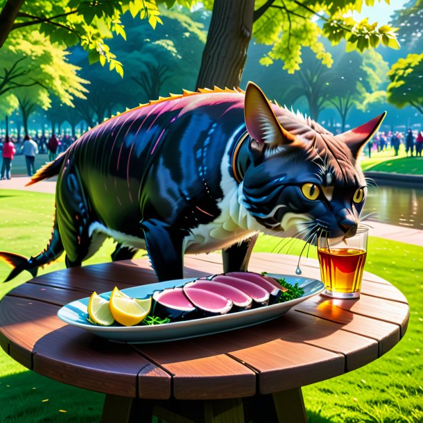 Pic of a drinking of a tuna in the park