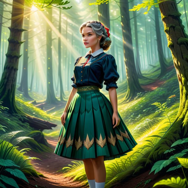 Drawing of a pike in a skirt in the forest