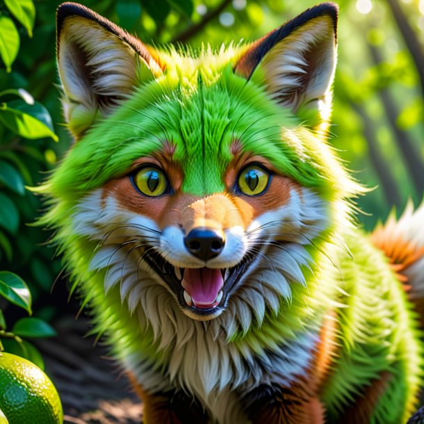 Pic of a lime smiling fox