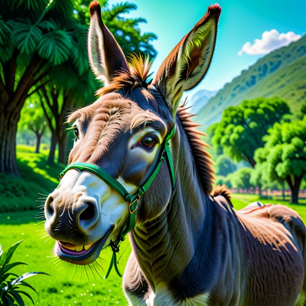 Pic of a green smiling donkey