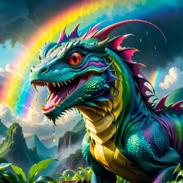 Photo of a crying of a basilisk on the rainbow