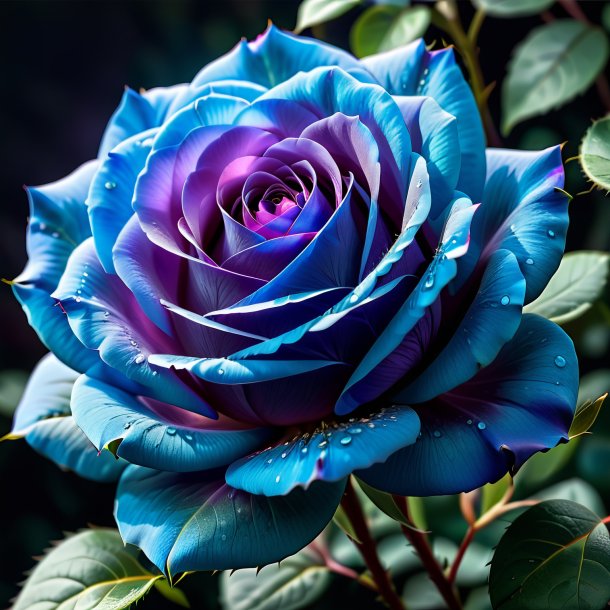 "portrayal of a blue rose, hundred-leaved"