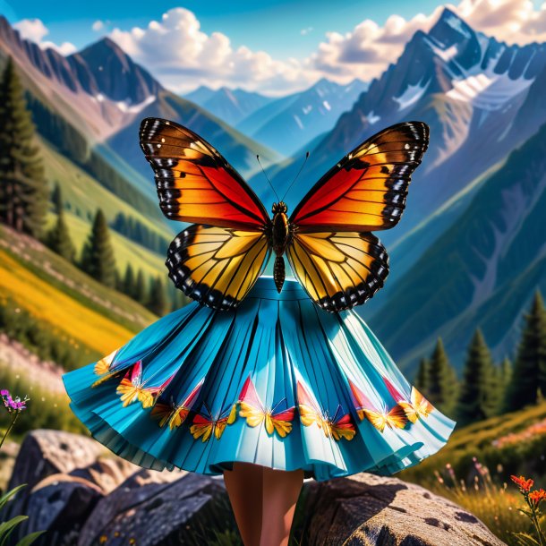 Photo of a butterfly in a skirt in the mountains