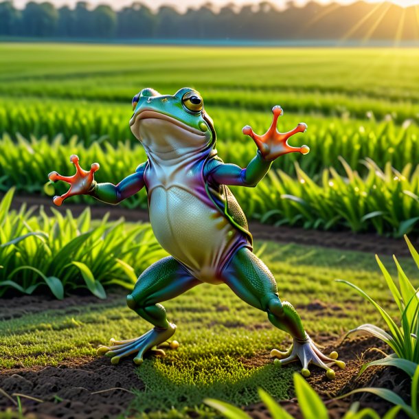 Photo d'une danse d'une grenouille sur le terrain