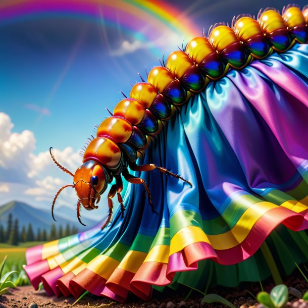 Photo d'un centipede dans une jupe sur l'arc-en-ciel