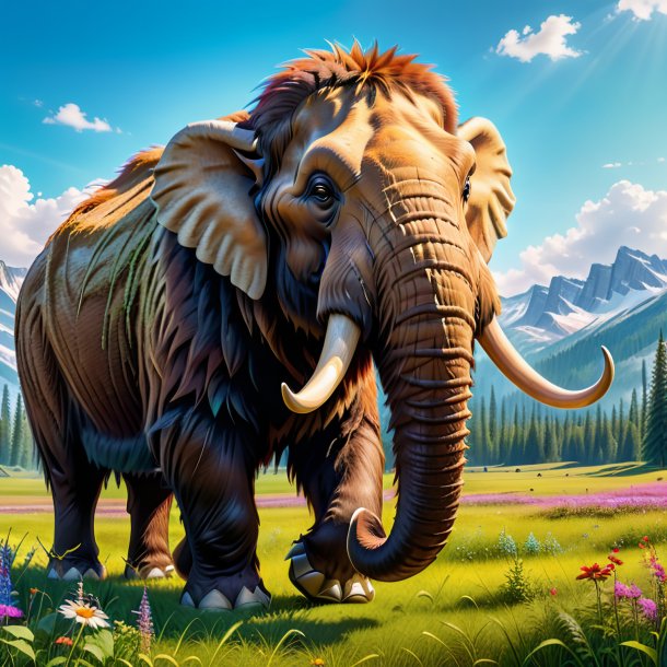 Picture of a mammoth in a shoes in the meadow