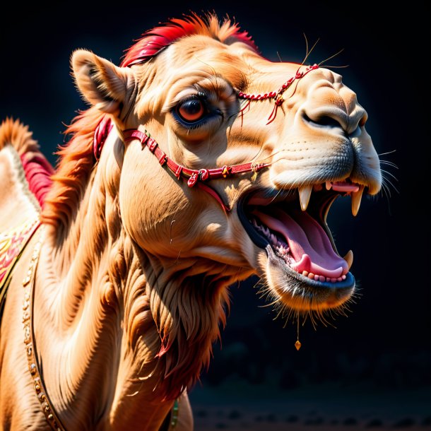 Image of a red crying camel