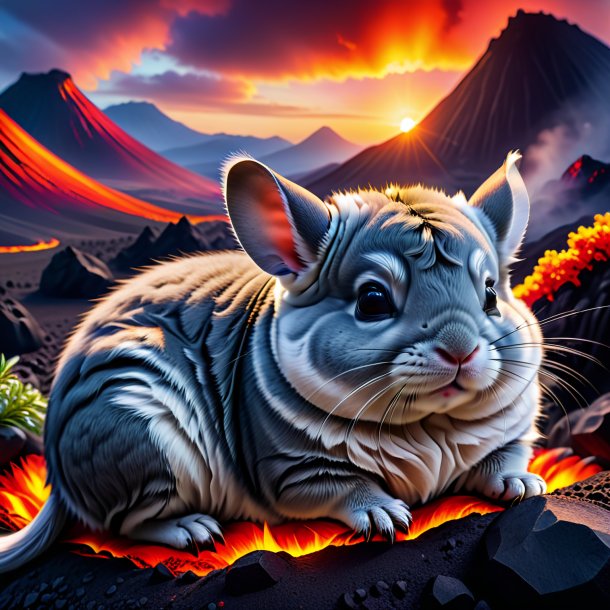 Image d'un sommeil d'une chinchillas dans le volcan