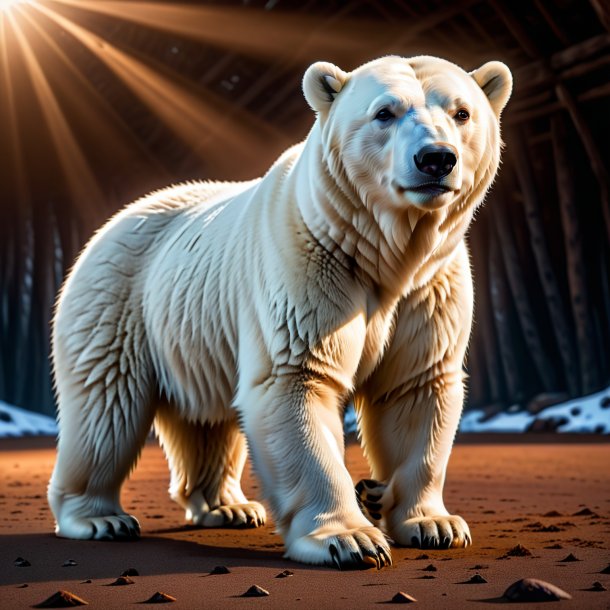 Foto de um urso polar em um jeans marrom