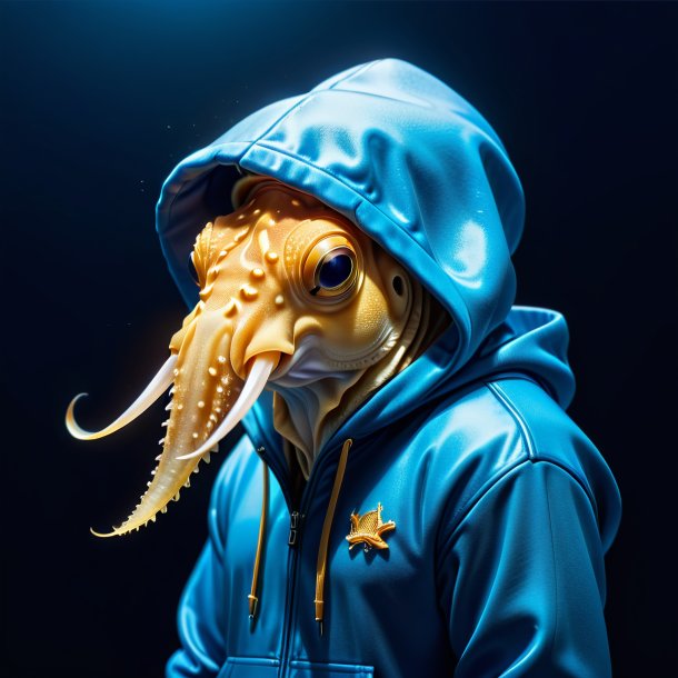 Picture of a cuttlefish in a blue hoodie