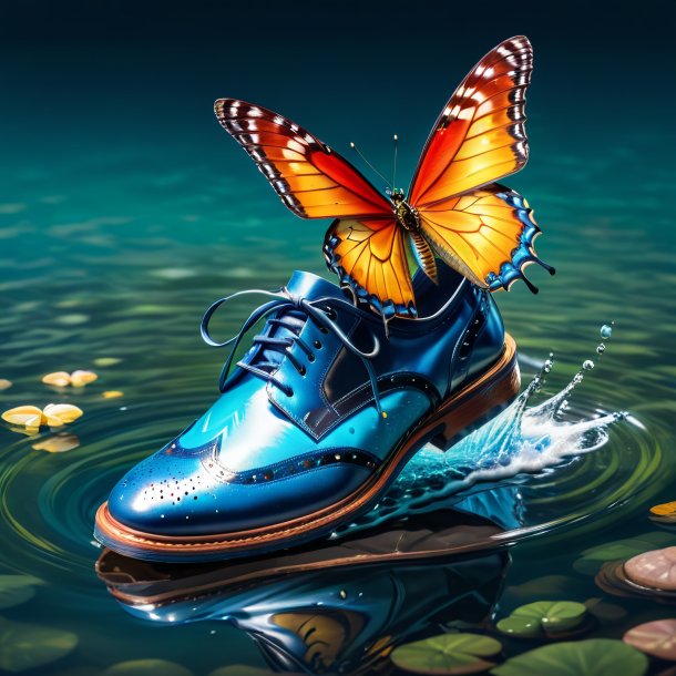 Foto de una mariposa en un zapato en el agua