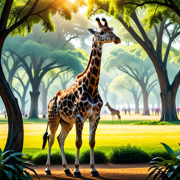 Photo of a waiting of a giraffe in the park