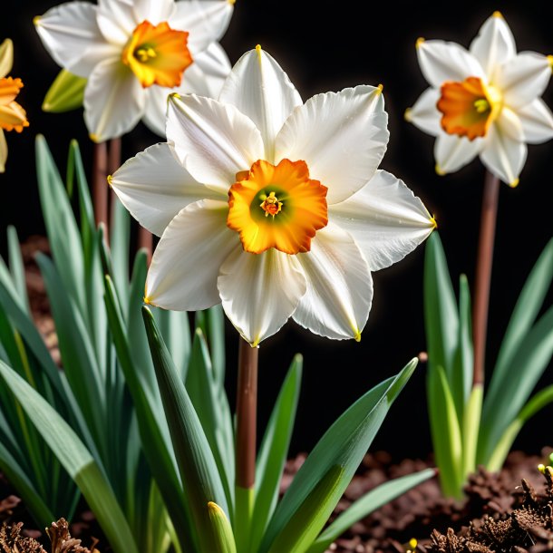 "imagery of a brown narcissus, white"