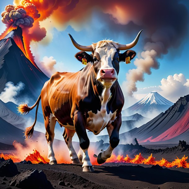 Image of a dancing of a cow in the volcano