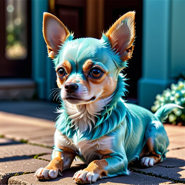 Pic of a aquamarine waiting chihuahua