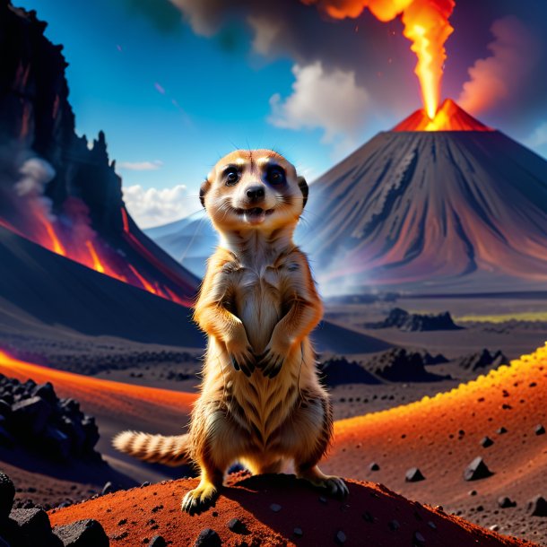 Pic d'un jeu de meerkat dans le volcan