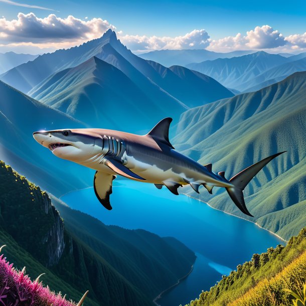 Image of a hammerhead shark in a belt in the mountains