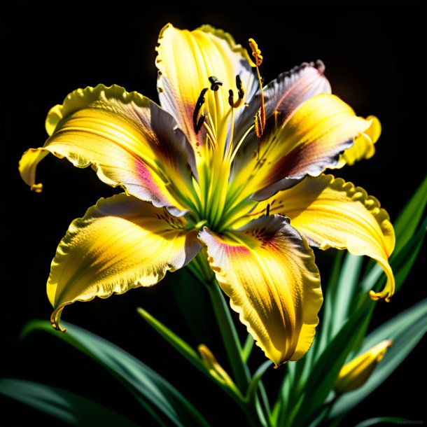 "photo of a charcoal daylily, yellow"