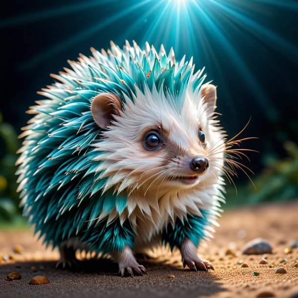 Pic of a aquamarine dancing hedgehog