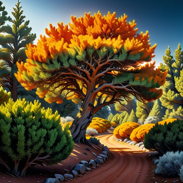 Illustration of a orange juniper