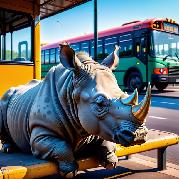 Pic d'un repos d'un rhinocéros sur l'arrêt de bus