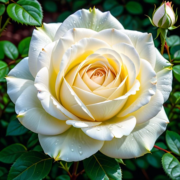 "pic d'une rose blanche, 100 feuilles"