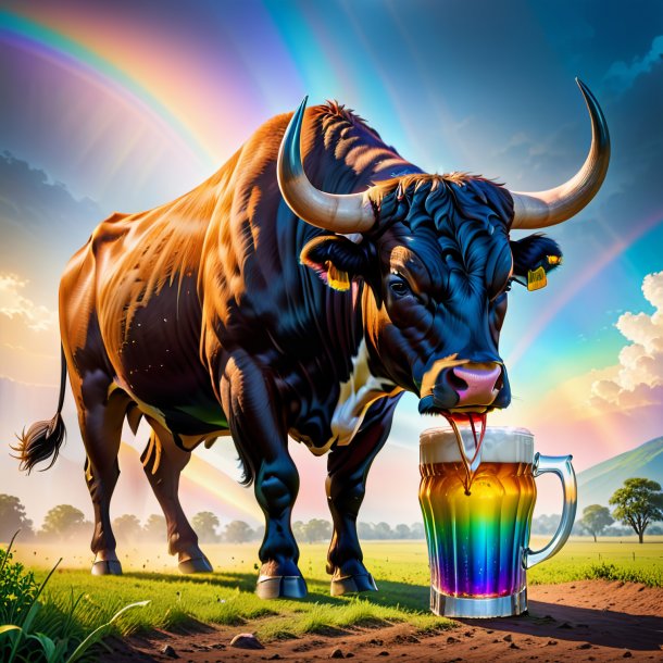 Foto de una bebida de un toro en el arco iris