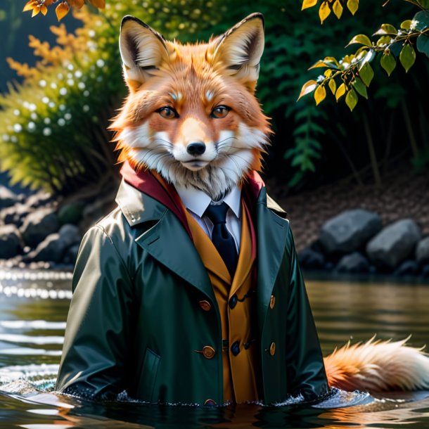 Picture of a fox in a coat in the water