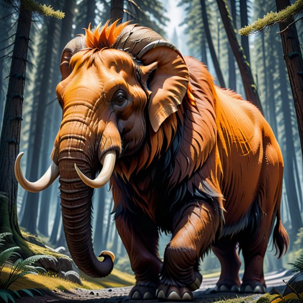 Imagen de un mamut en un abrigo naranja