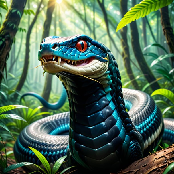 Image of a smiling of a cobra in the forest