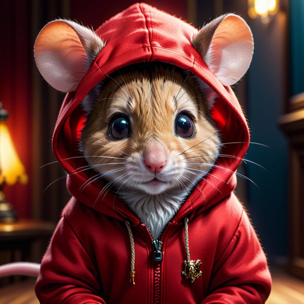 Pic of a mouse in a red hoodie