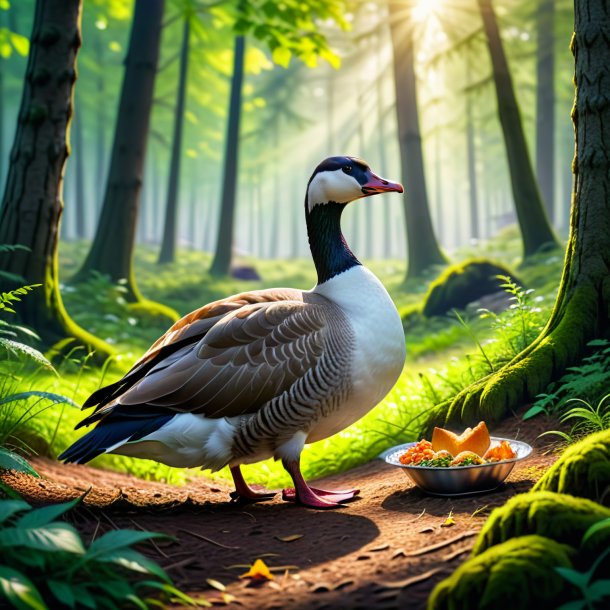 Pic of a eating of a goose in the forest