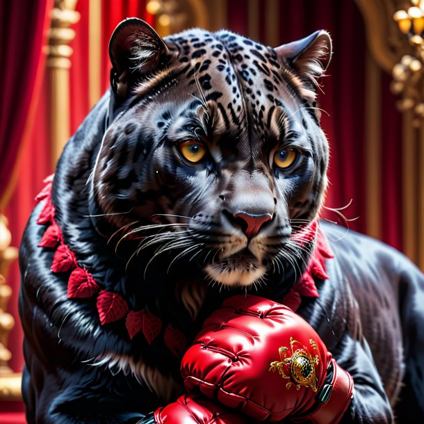 Photo d'une panthère dans un gants rouge