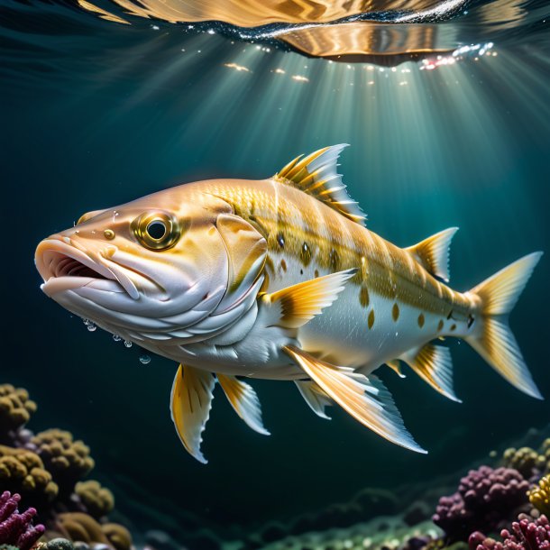 Photo d'aiglefin dans un manteau dans l'eau