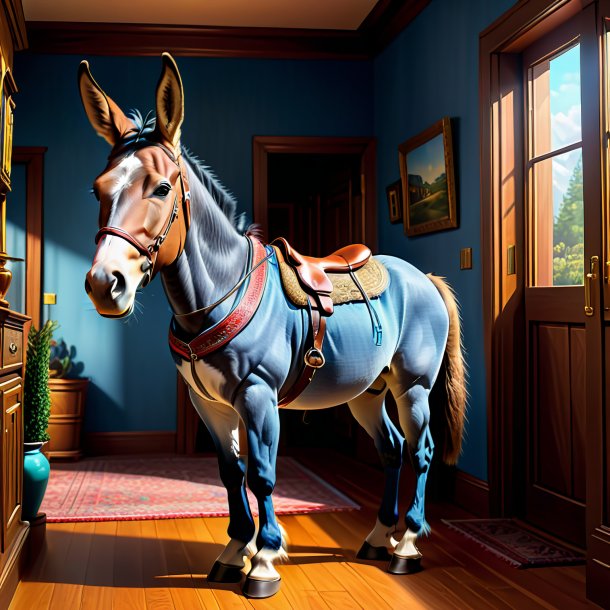 Illustration d'une mule dans un jean dans la maison