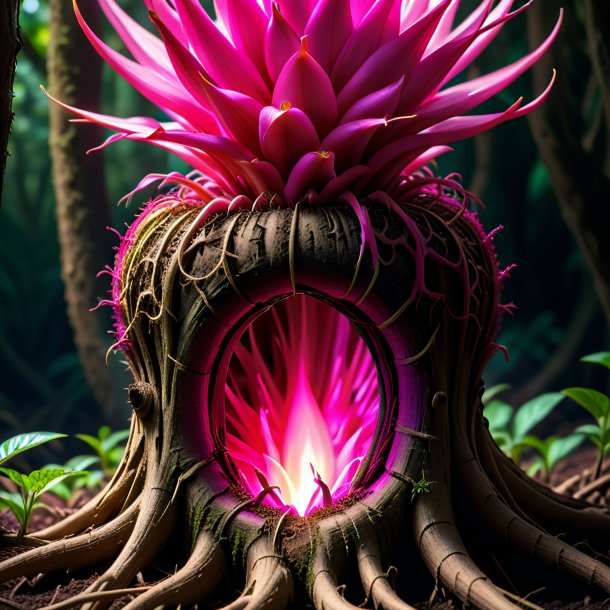 Portrait of a hot pink hollow-root