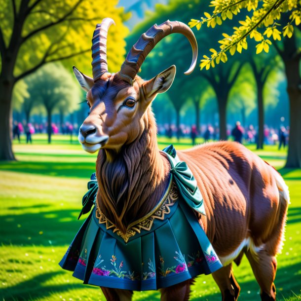 Image of a ibex in a skirt in the park