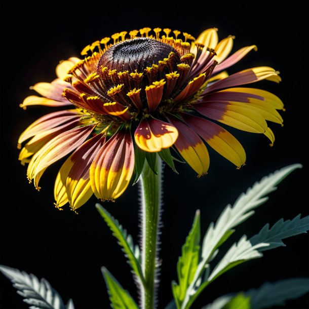 "figure of a charcoal helenium, smooth"