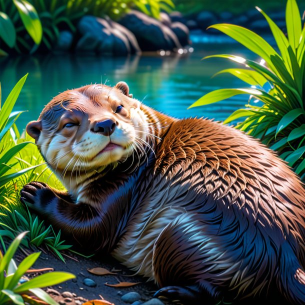 Picture of a sleeping of a otter in the park