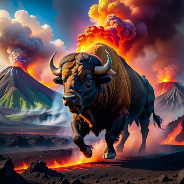 Image of a dancing of a buffalo in the volcano