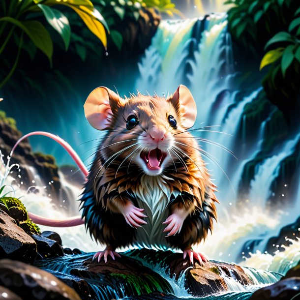 Pic of a threatening of a mouse in the waterfall