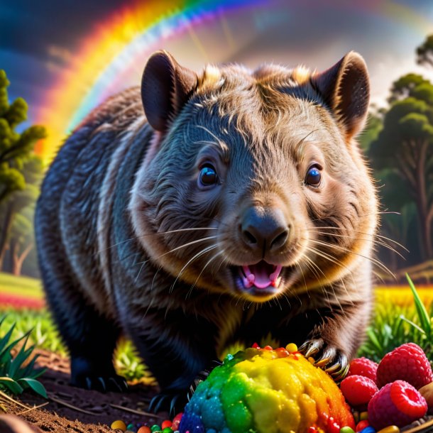 Imagem de um comer de um wombat no arco-íris