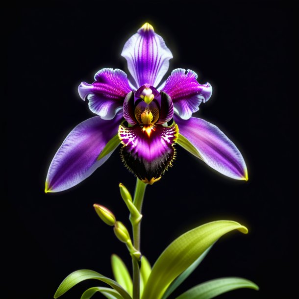 "esquema de un ophrys negro, orquídea de la mosca"