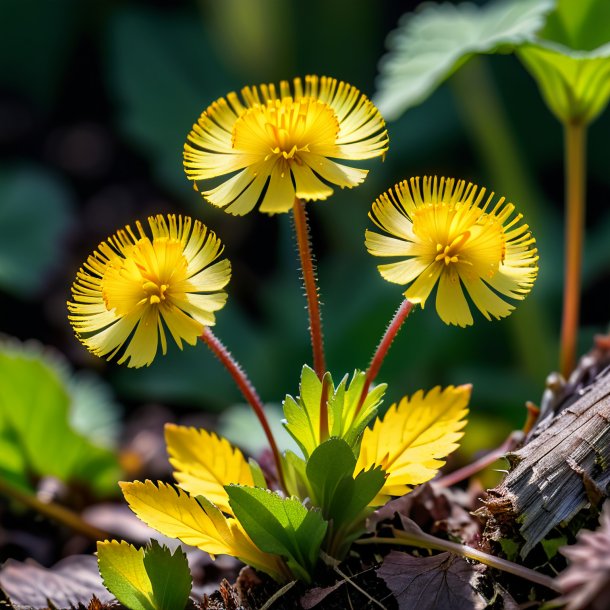 Portrait of a yellow coltsfoot