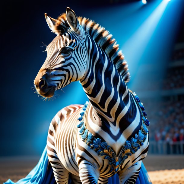 Imagem de uma zebra em um vestido azul